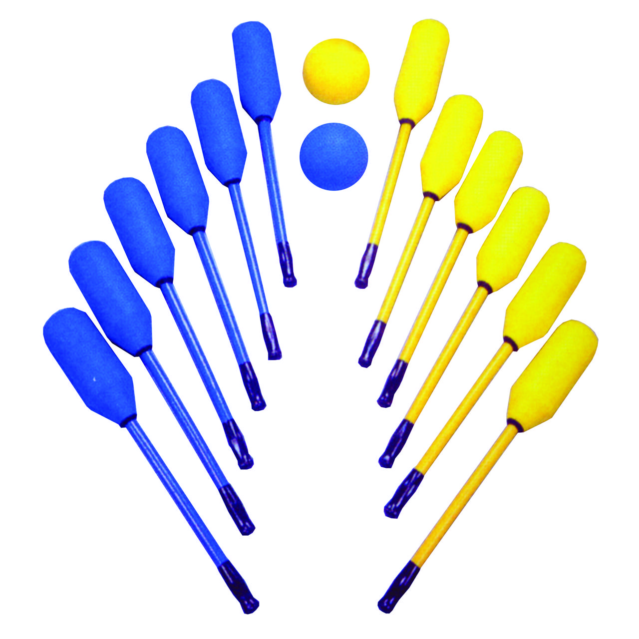 Softpolo-set, 12 klubbor (gula/blå), 2 bollar