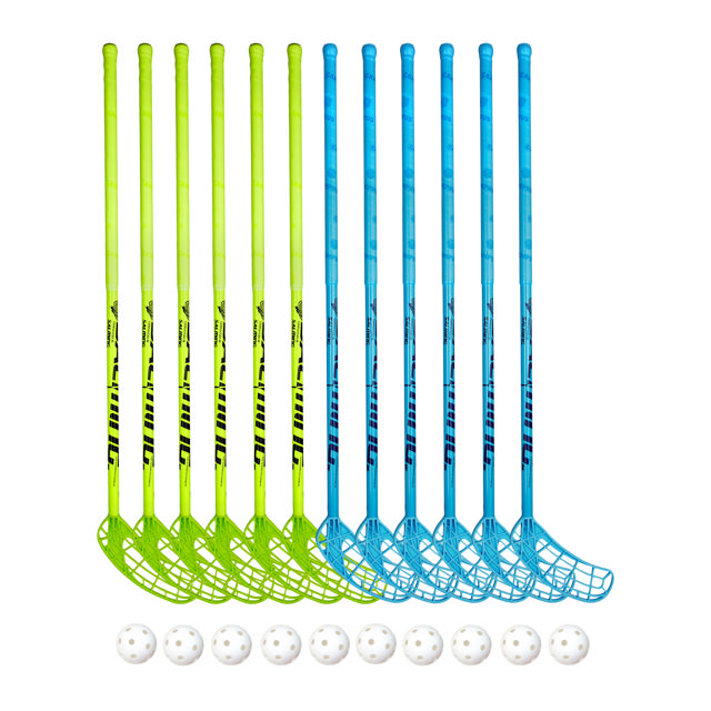 Salibandymailasarja Campus 36 grip, 85 cm, 12 mailaa+10 palloa