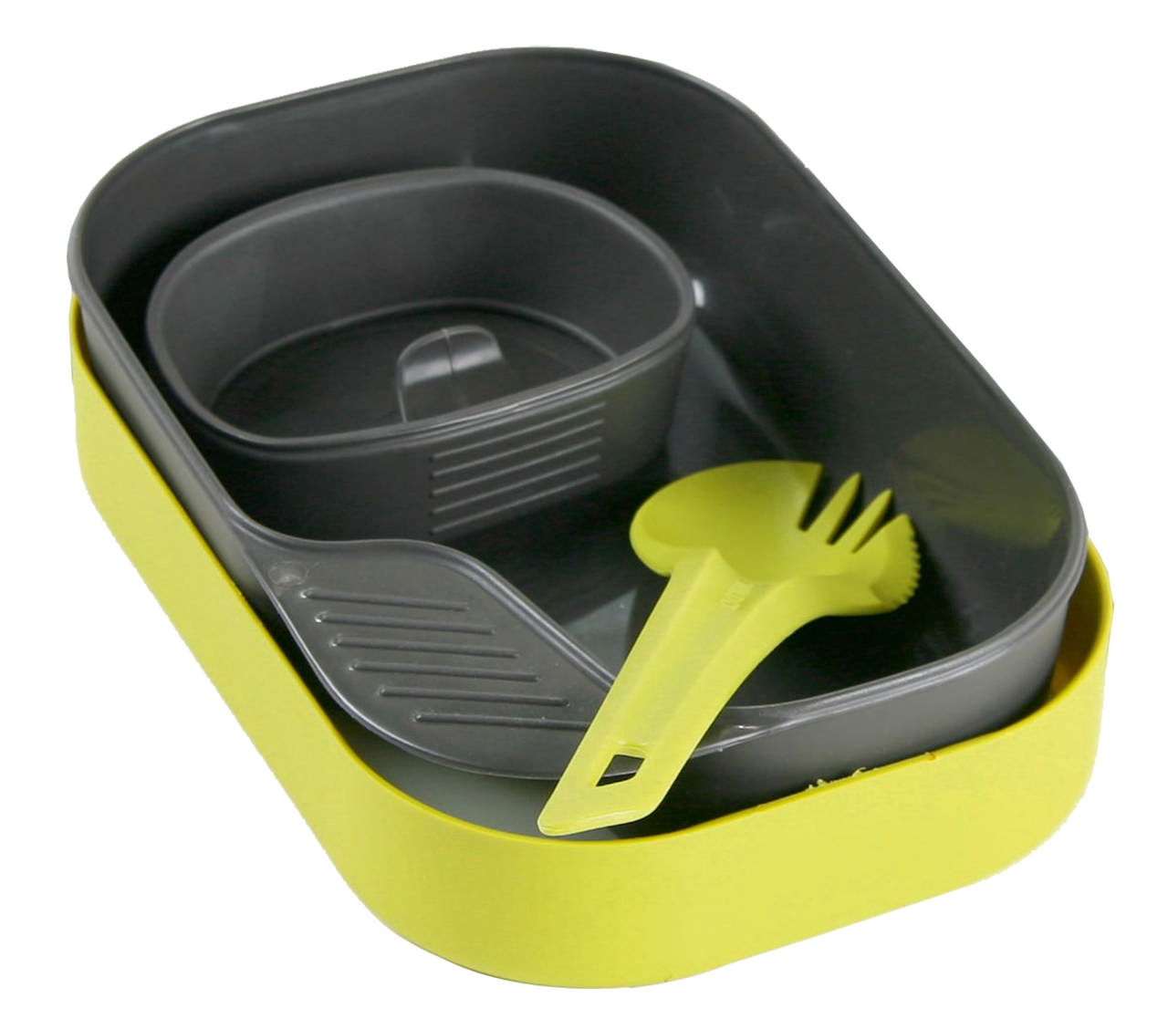 Tallrikslåda, med vikkopp och spork