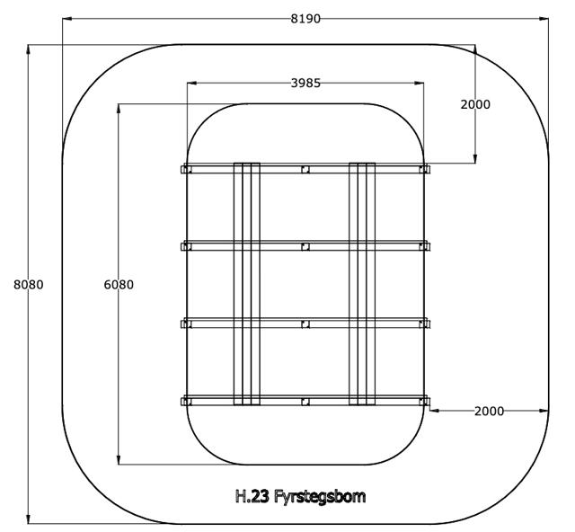 Fyrstegsbom, hinderbana