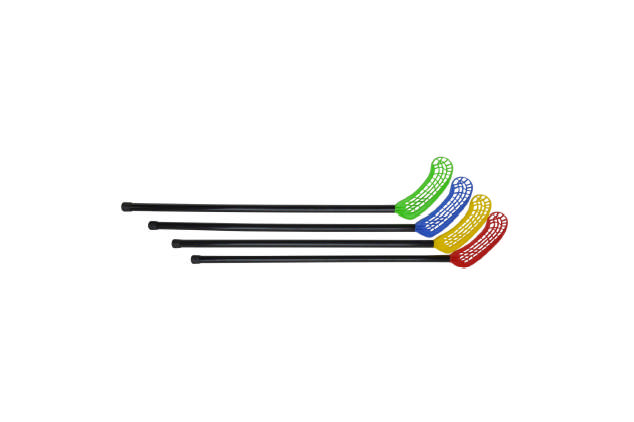 Innebandyset SIMRA 10-p, skaftlängd 80 cm, 10 klubbor + 3 bollar, raka blad