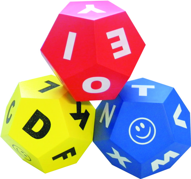 Set of 3 dices with letters