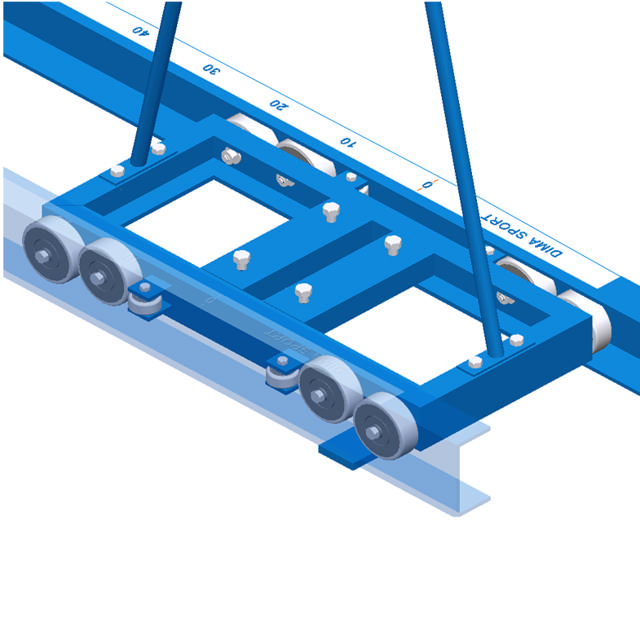 Fötter till Stavhoppsställning DIMA, WA-certifierad, 1500 x 350 mm, med skjutbar vagn