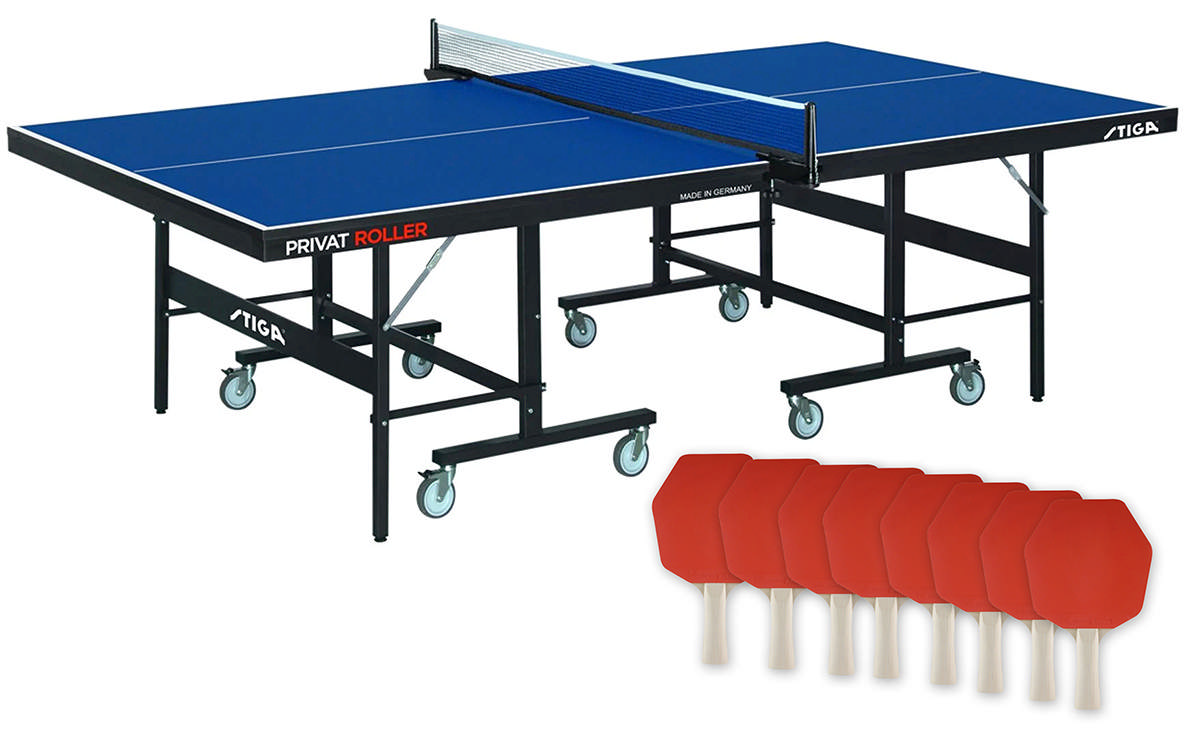 Bordtennisbord STIGA Privat Roller, inkl nät och 8 rack