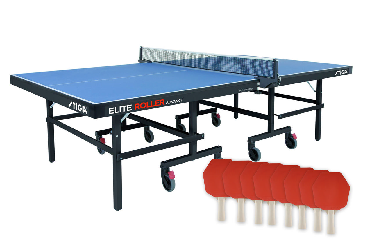 Bordtennisbord STIGA Elite Roller Advance, inkl nät och 8 rack