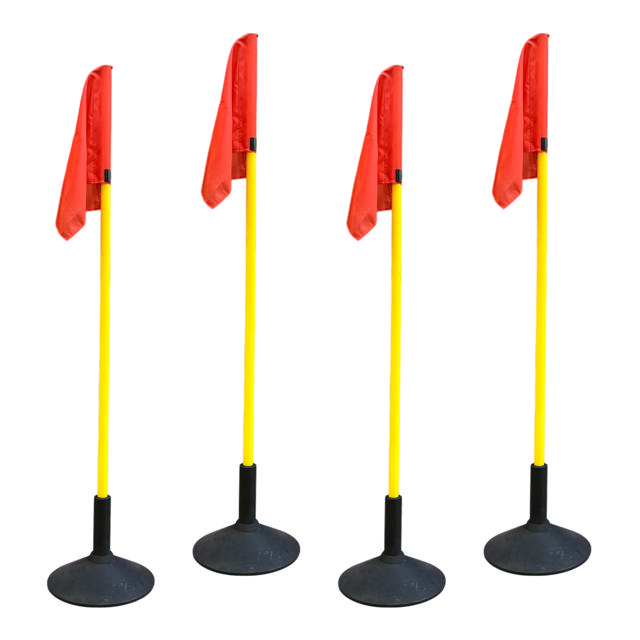 Fristående hörnstolpe med fot och flagga, 4-p