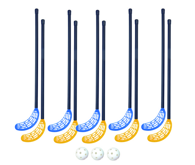 Floorballset SIMRA 80 cm, 10 sticks + 3 balls