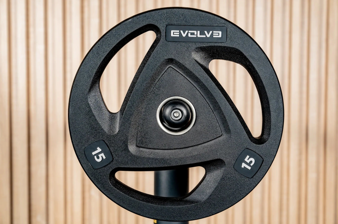 Levypaino Evolve Rubbered 15 kg, otekahvallinen